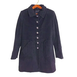 Tahari Black Wool Pea Coat Trenchcoat Winter Jacket Women's Size 8